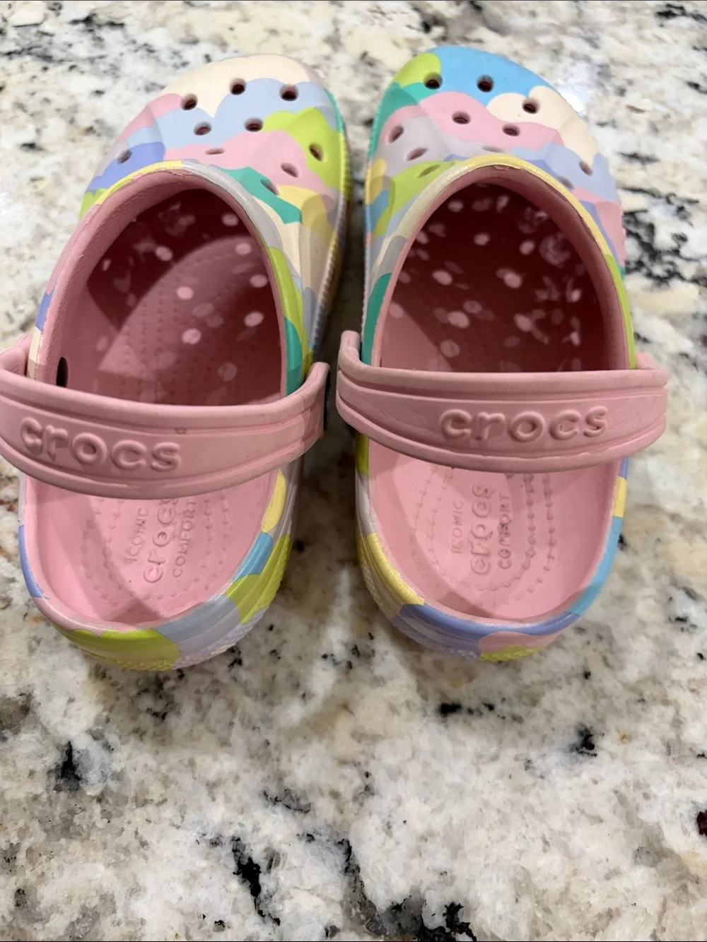CROCS SzC13 Kids Pastel Multicolor Clog with Pink Strap